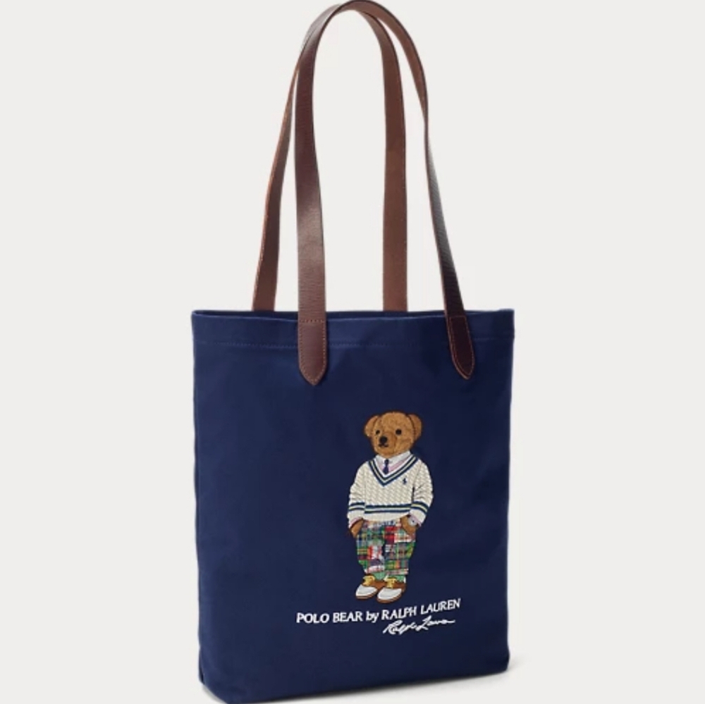 NWT Polo Ralph Lauren - Polo Bear Twill Shopper Tote - Navy - Picture 2 of 6